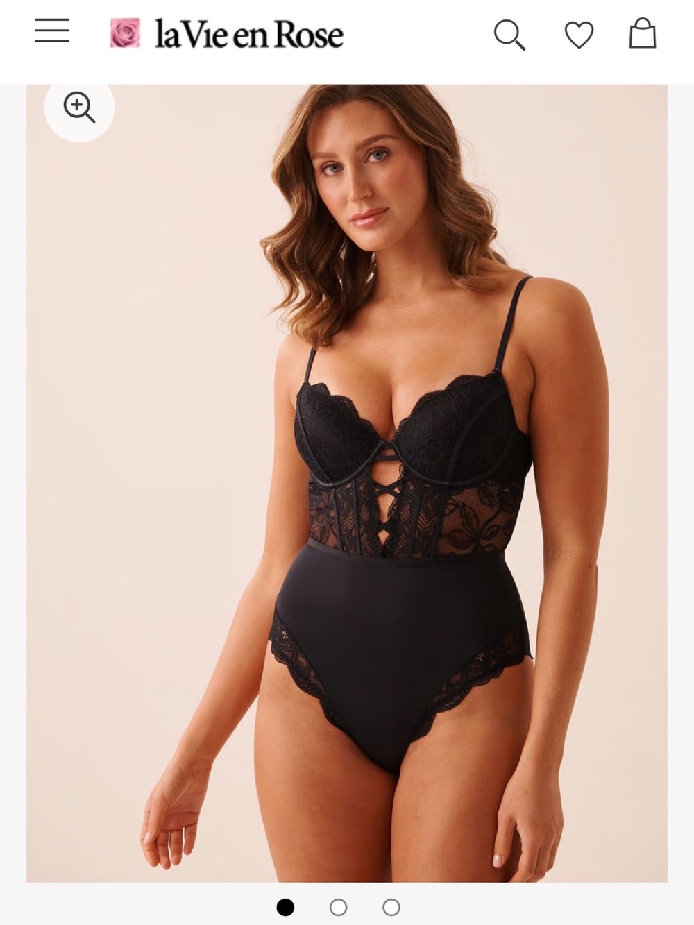 La Vie En Rose Black Lace Underwire Teddy